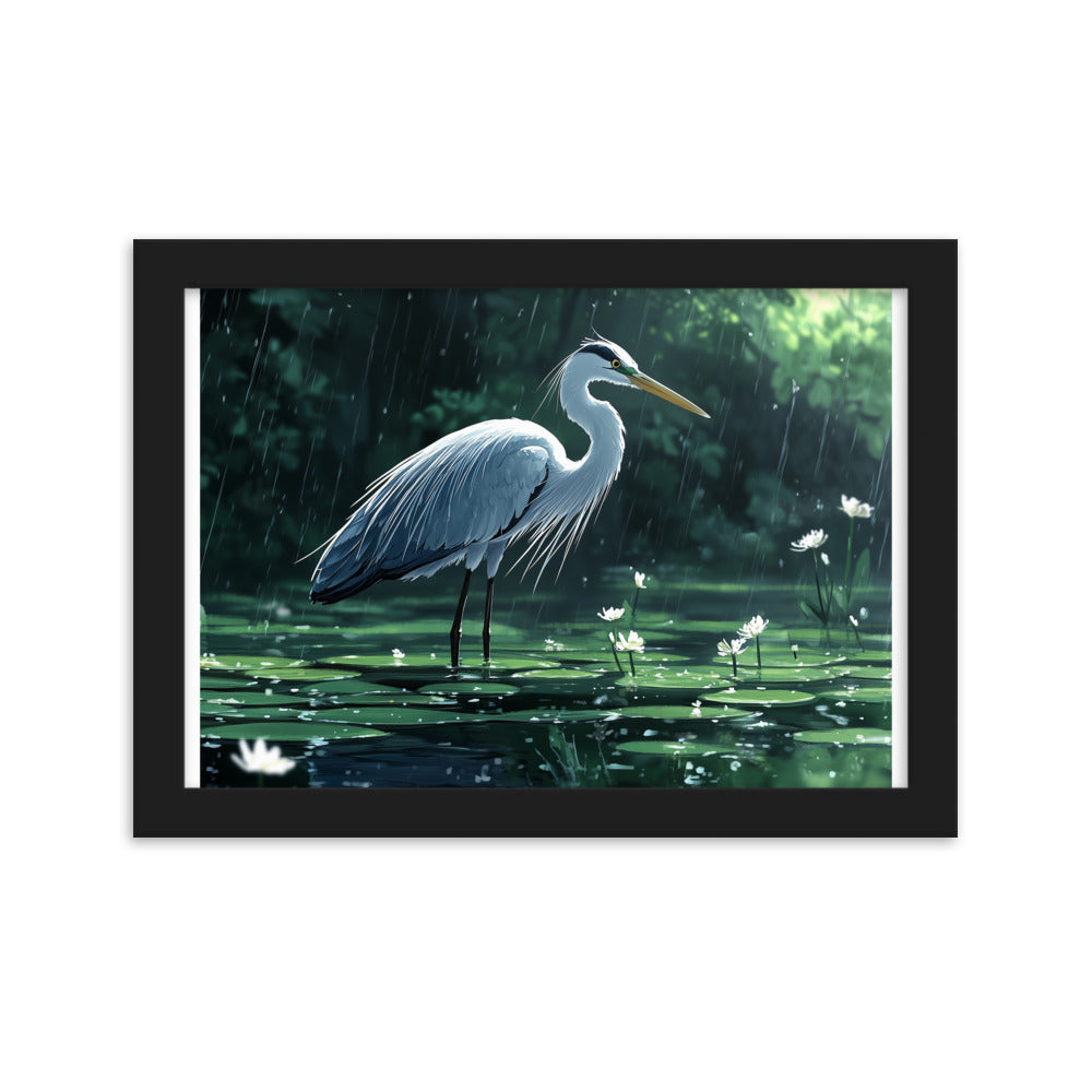 Heron Framed matte paper poster