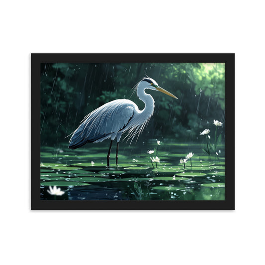 Heron Framed matte paper poster