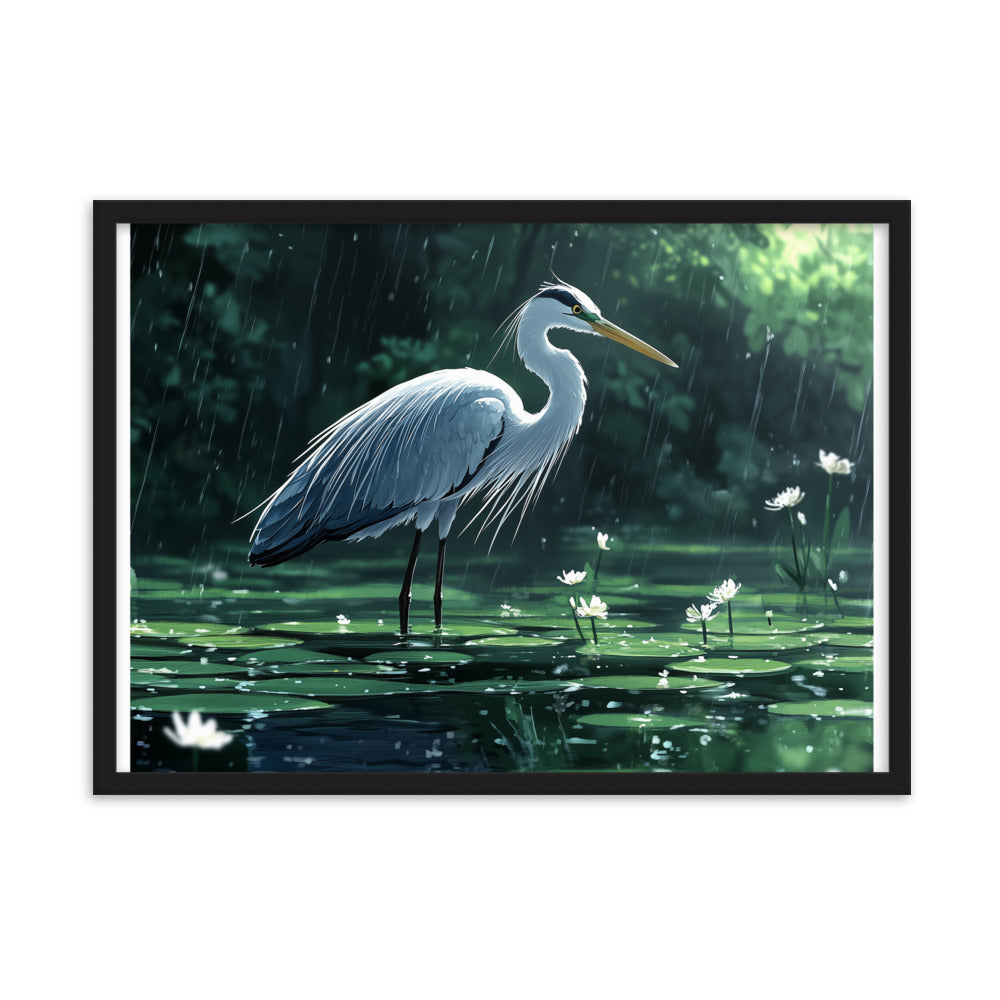 Heron Framed matte paper poster