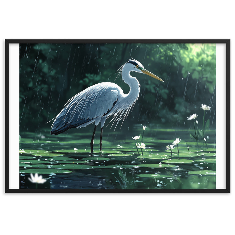 Heron Framed matte paper poster