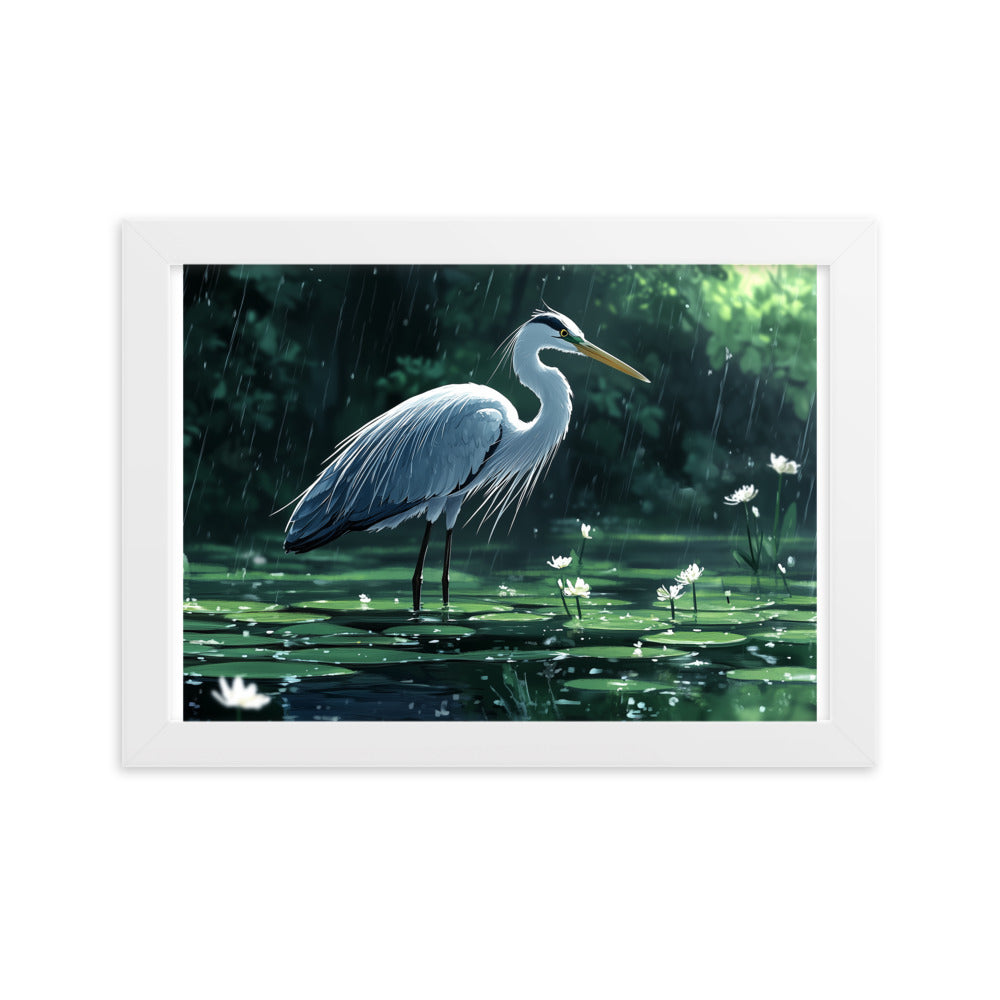 Heron Framed matte paper poster