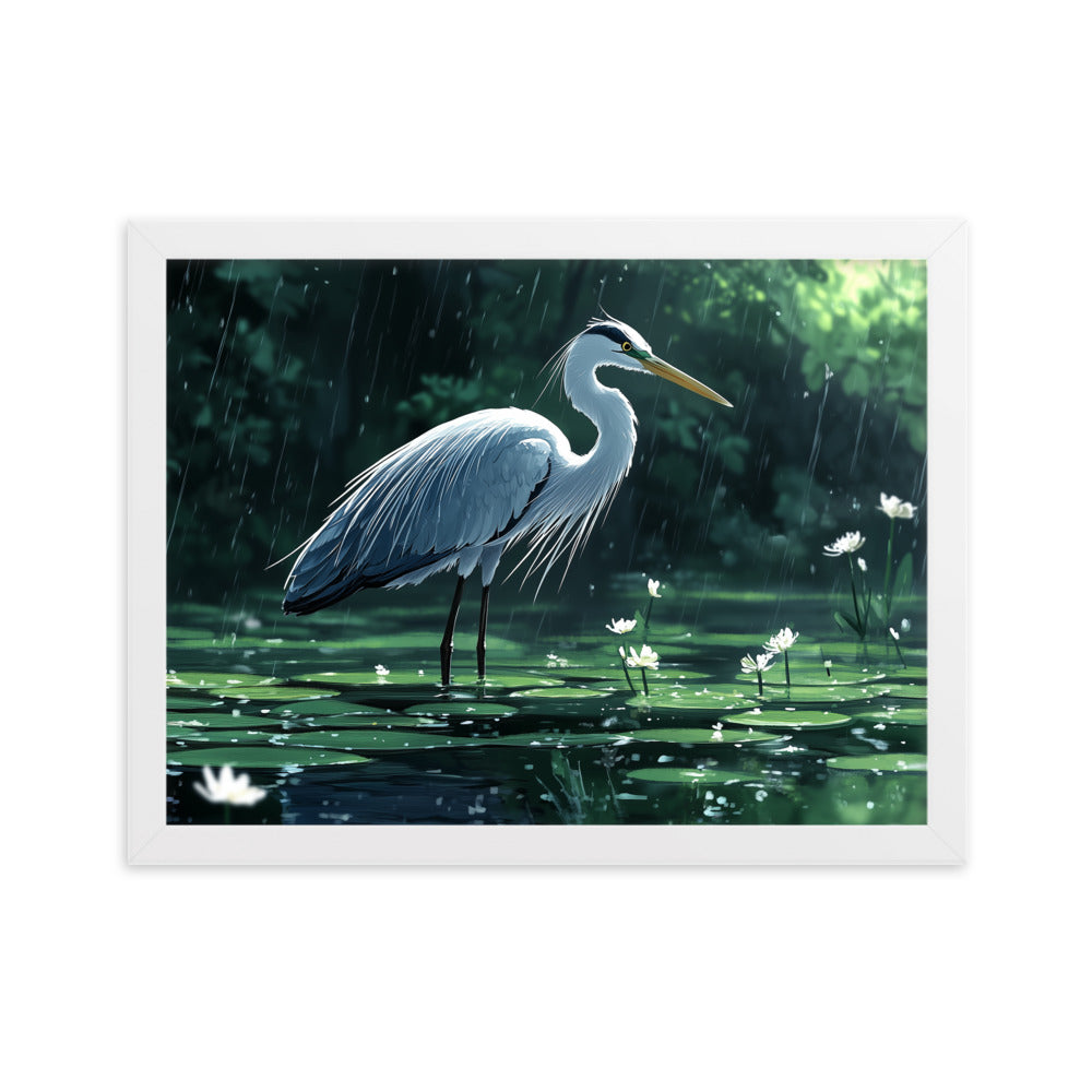 Heron Framed matte paper poster