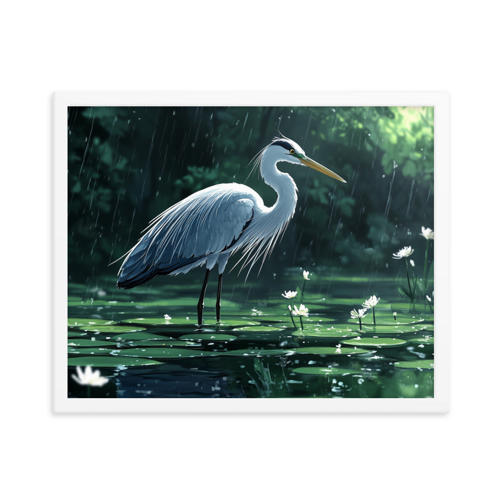 Heron Framed matte paper poster