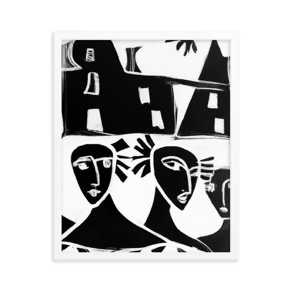 Black homes in white world Framed matte paper poster