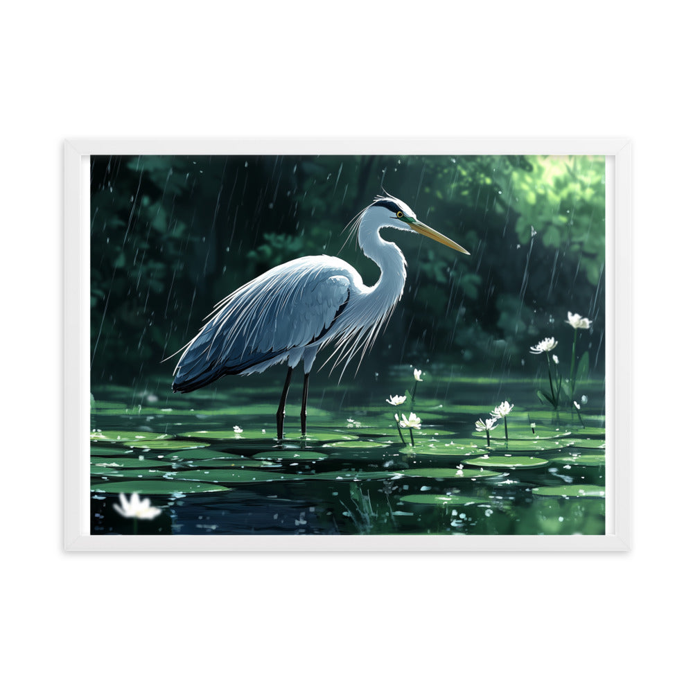 Heron Framed matte paper poster