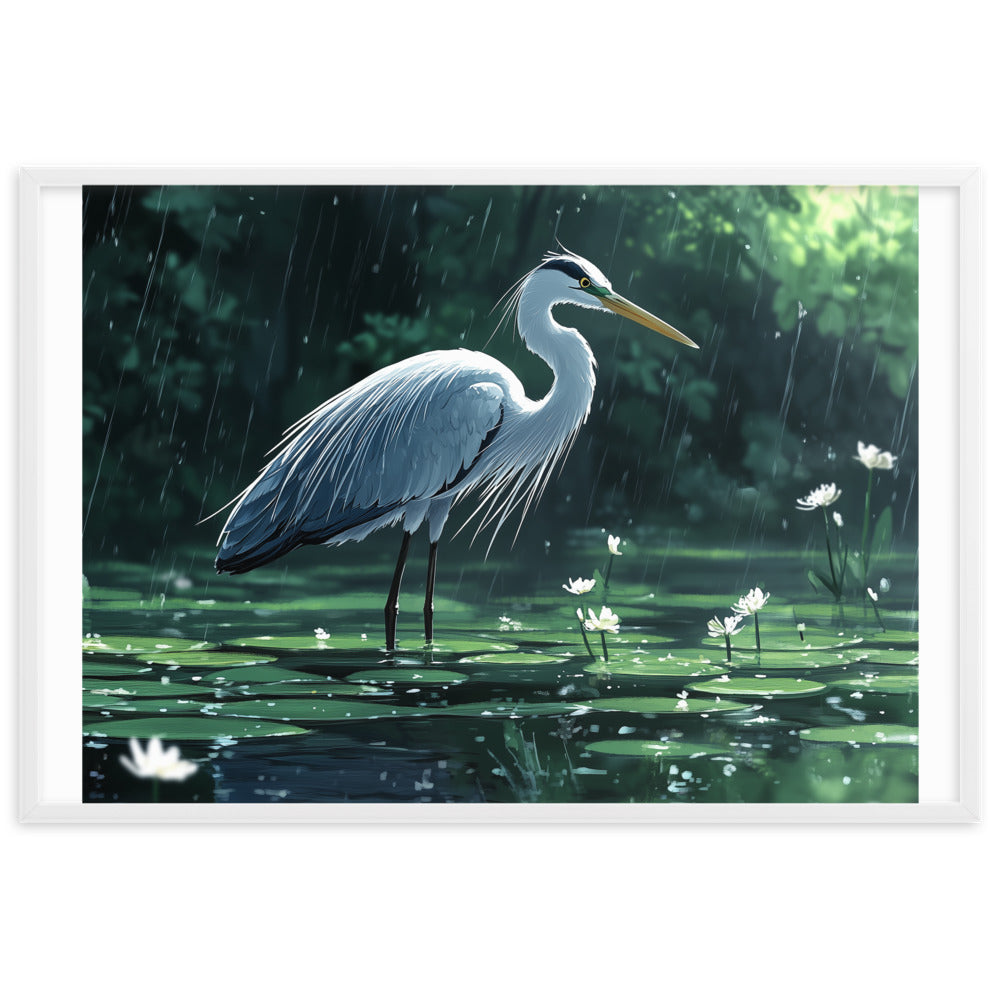 Heron Framed matte paper poster