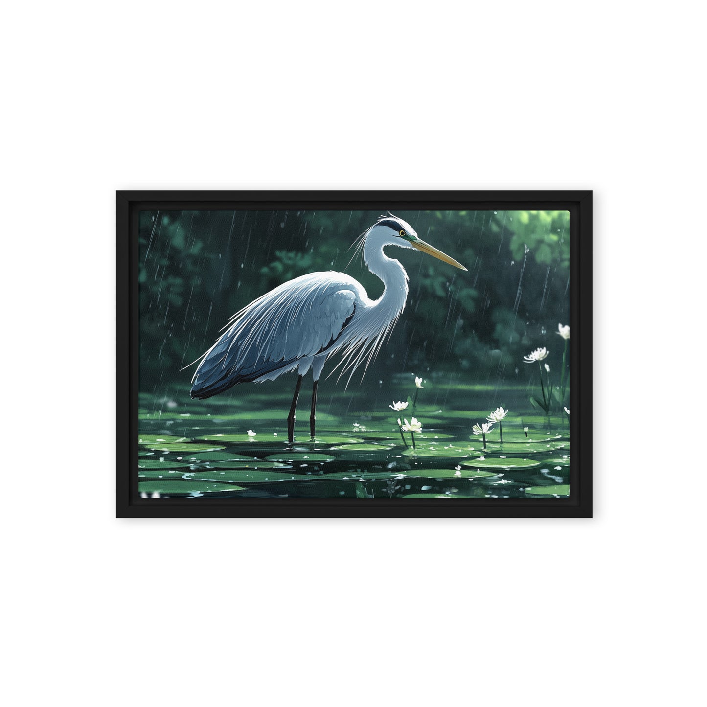 Heron Framed canvas