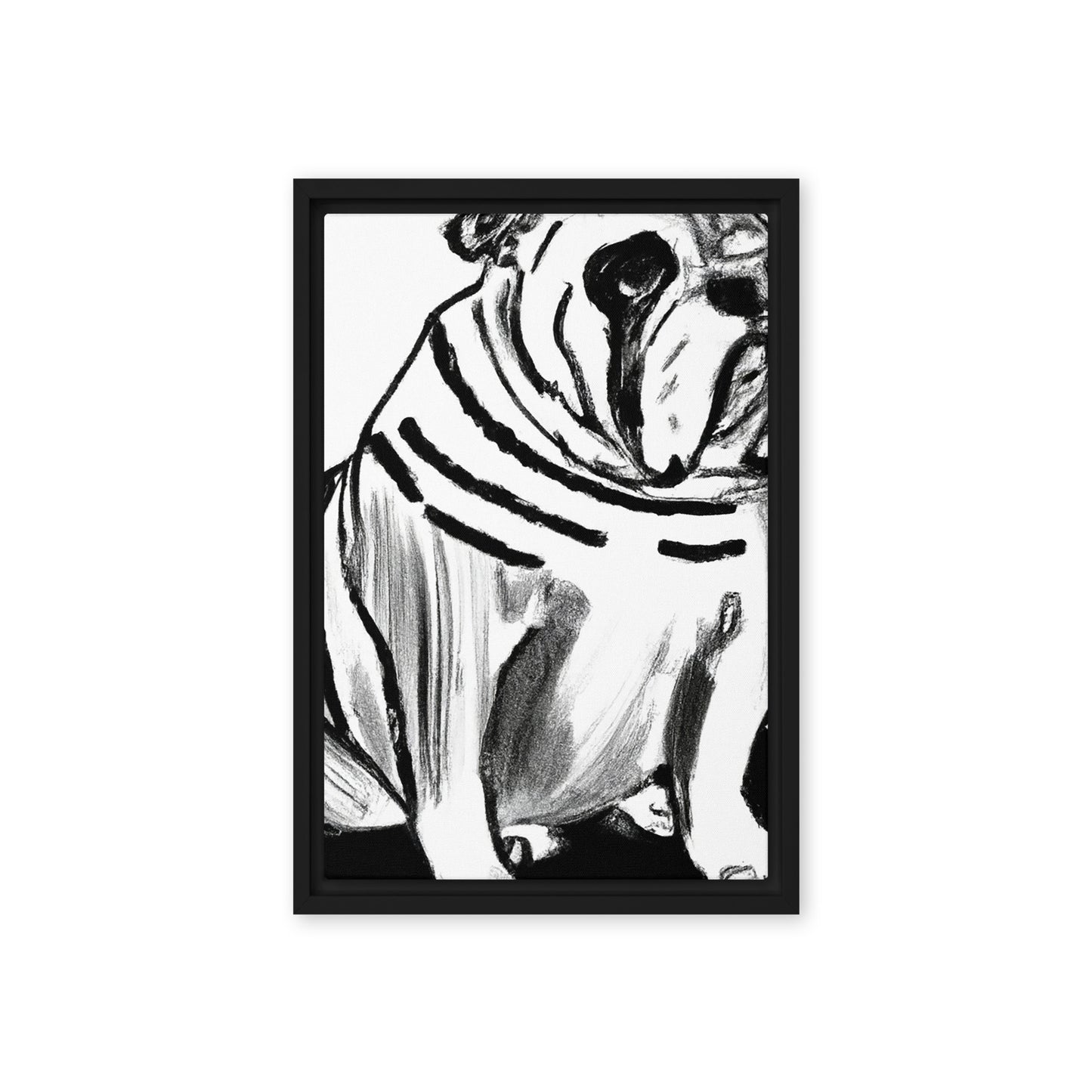 Bulldog Framed canvas