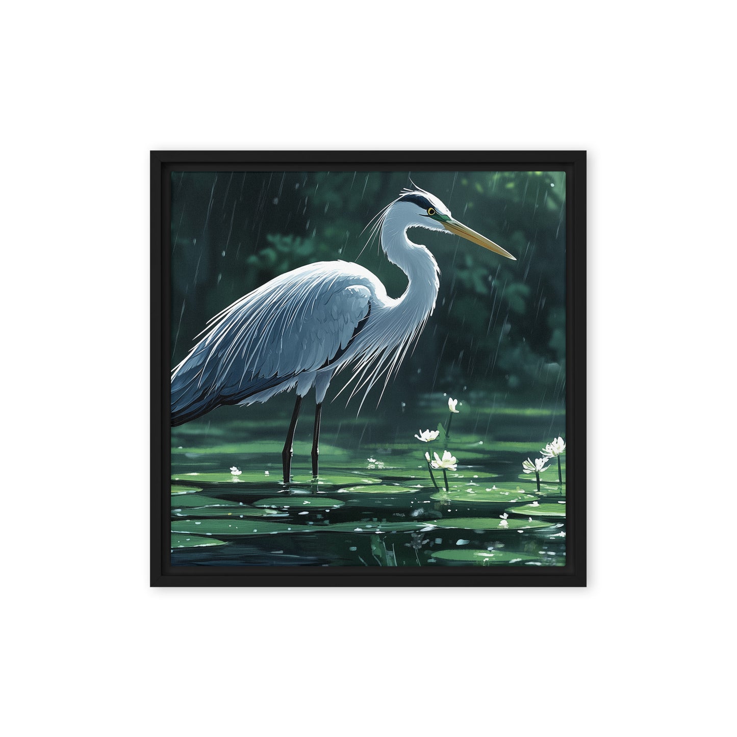 Heron Framed canvas