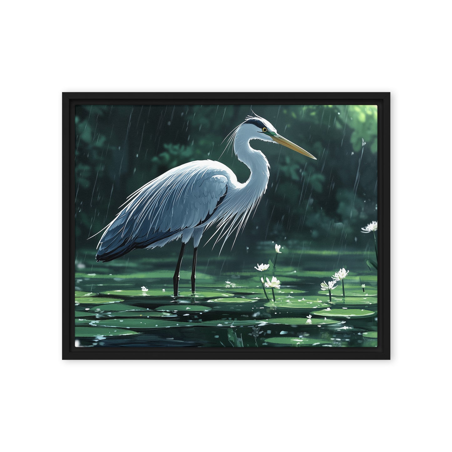 Heron Framed canvas