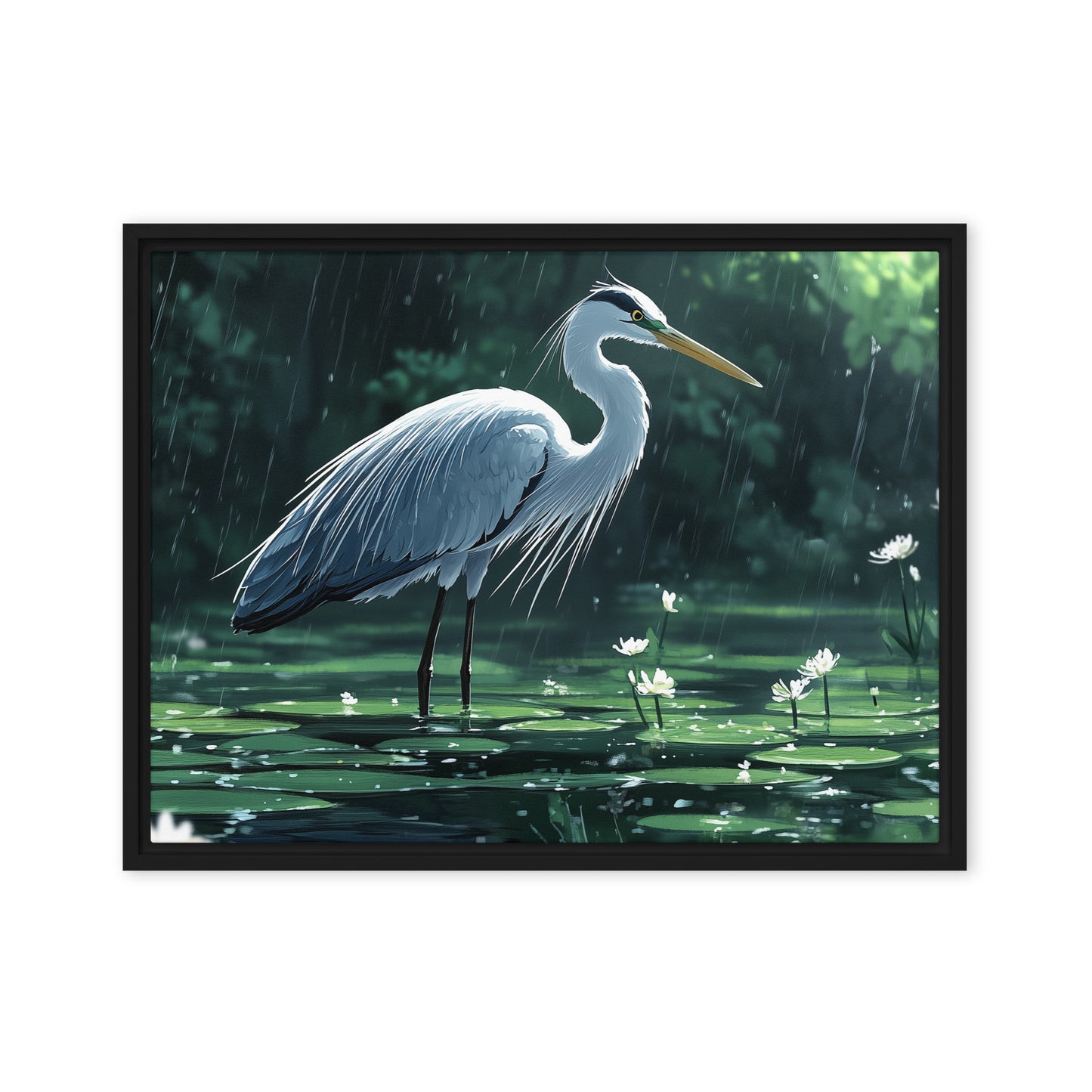 Heron Framed canvas