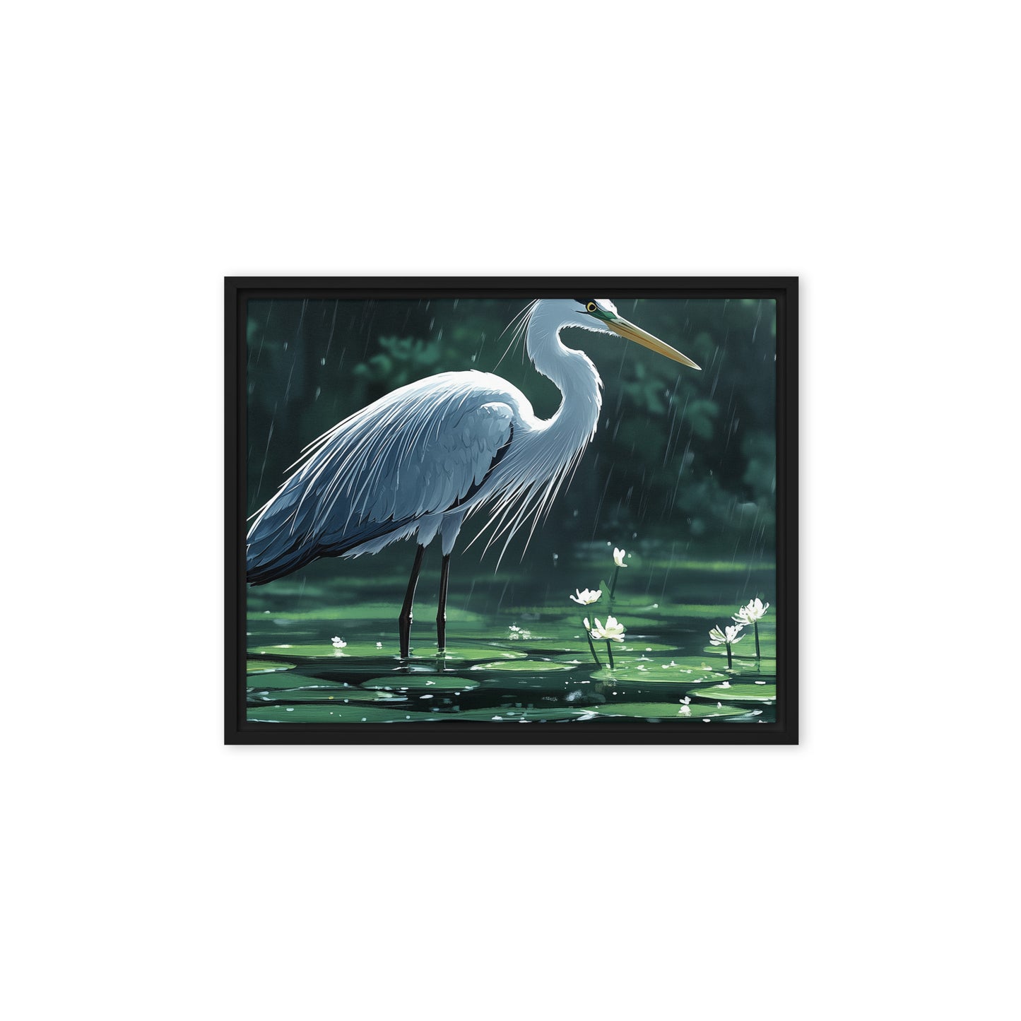 Heron Framed canvas