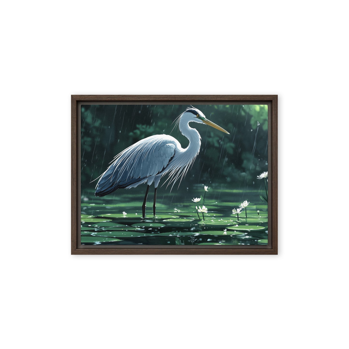 Heron Framed canvas