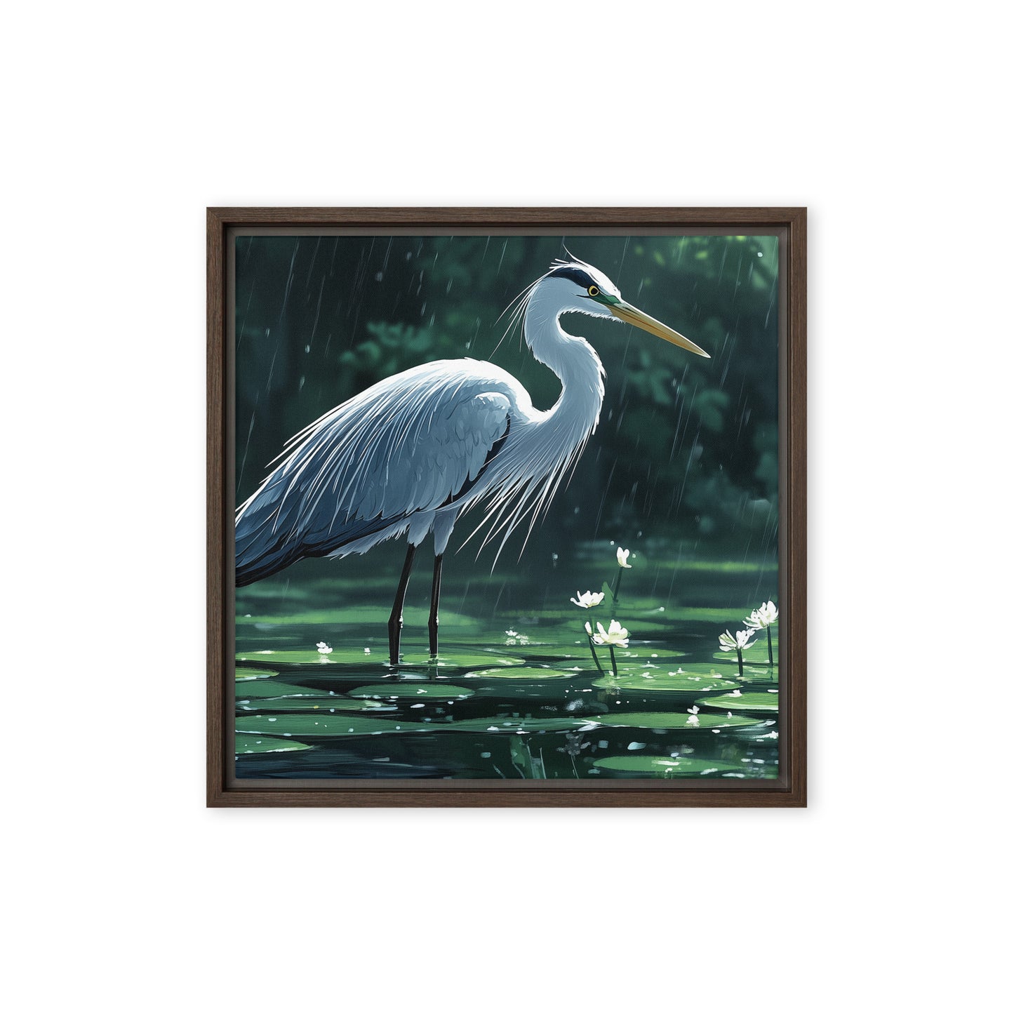 Heron Framed canvas