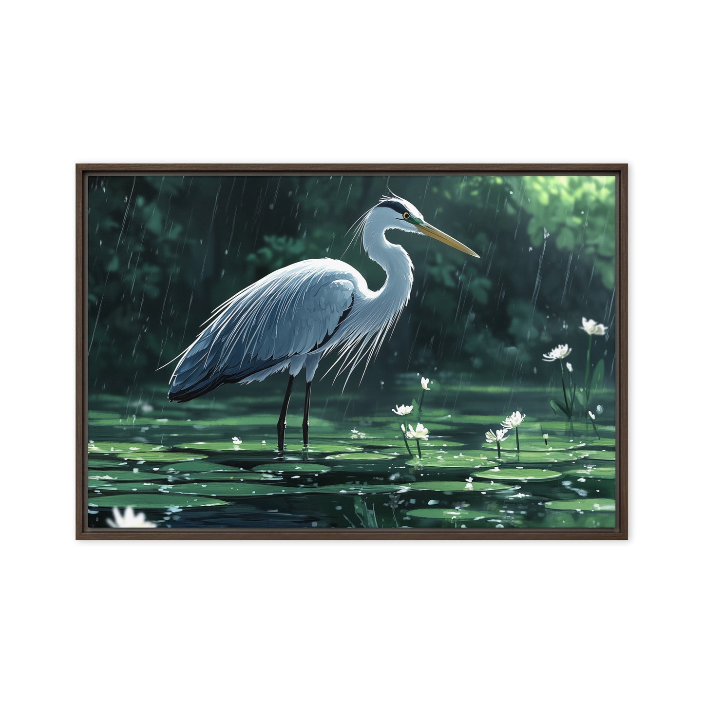 Heron Framed canvas