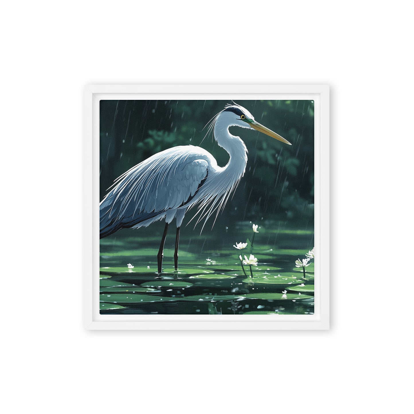 Heron Framed canvas