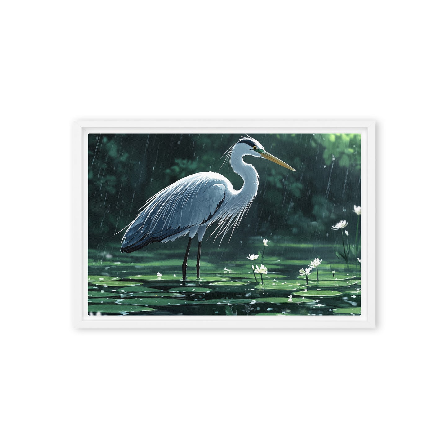 Heron Framed canvas