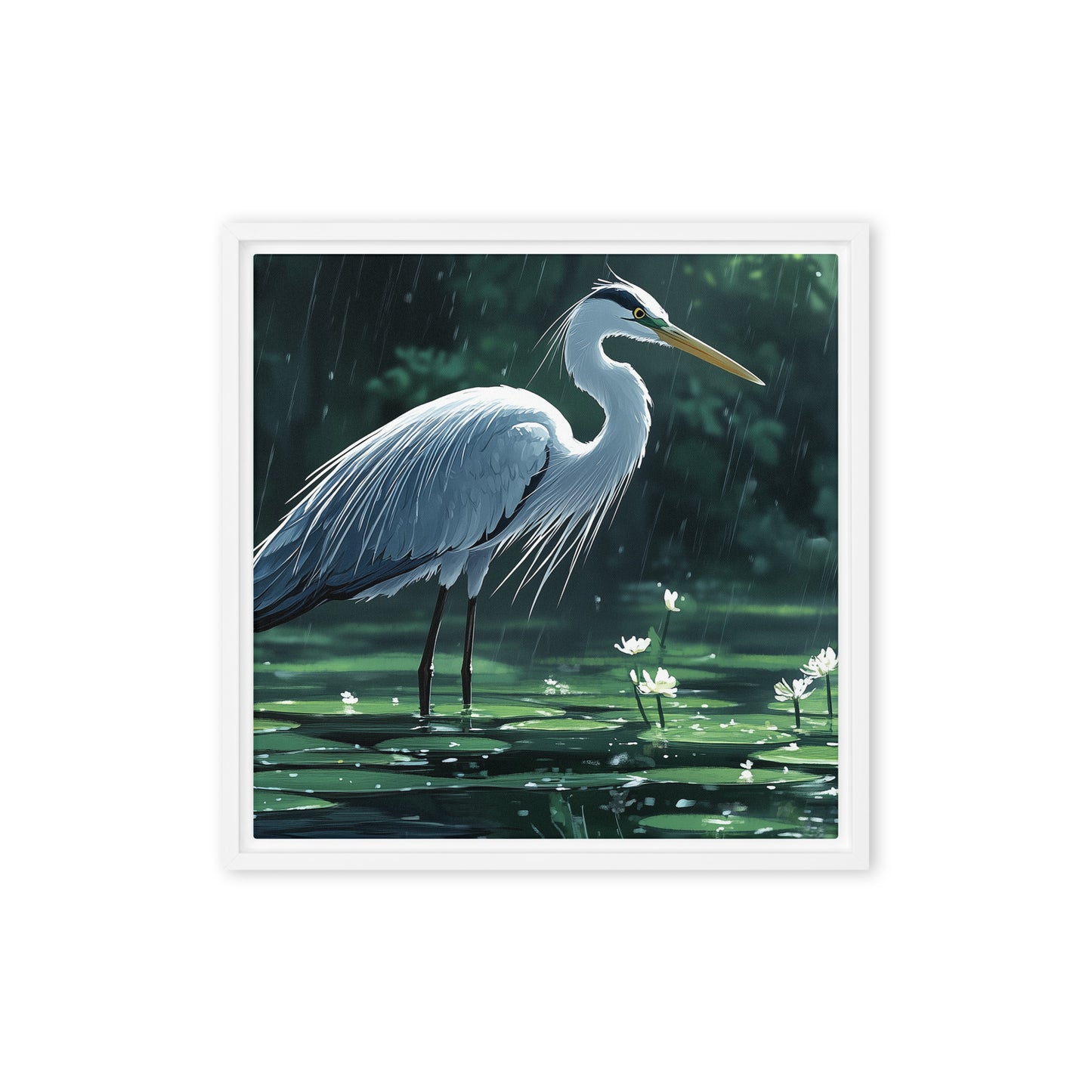 Heron Framed canvas