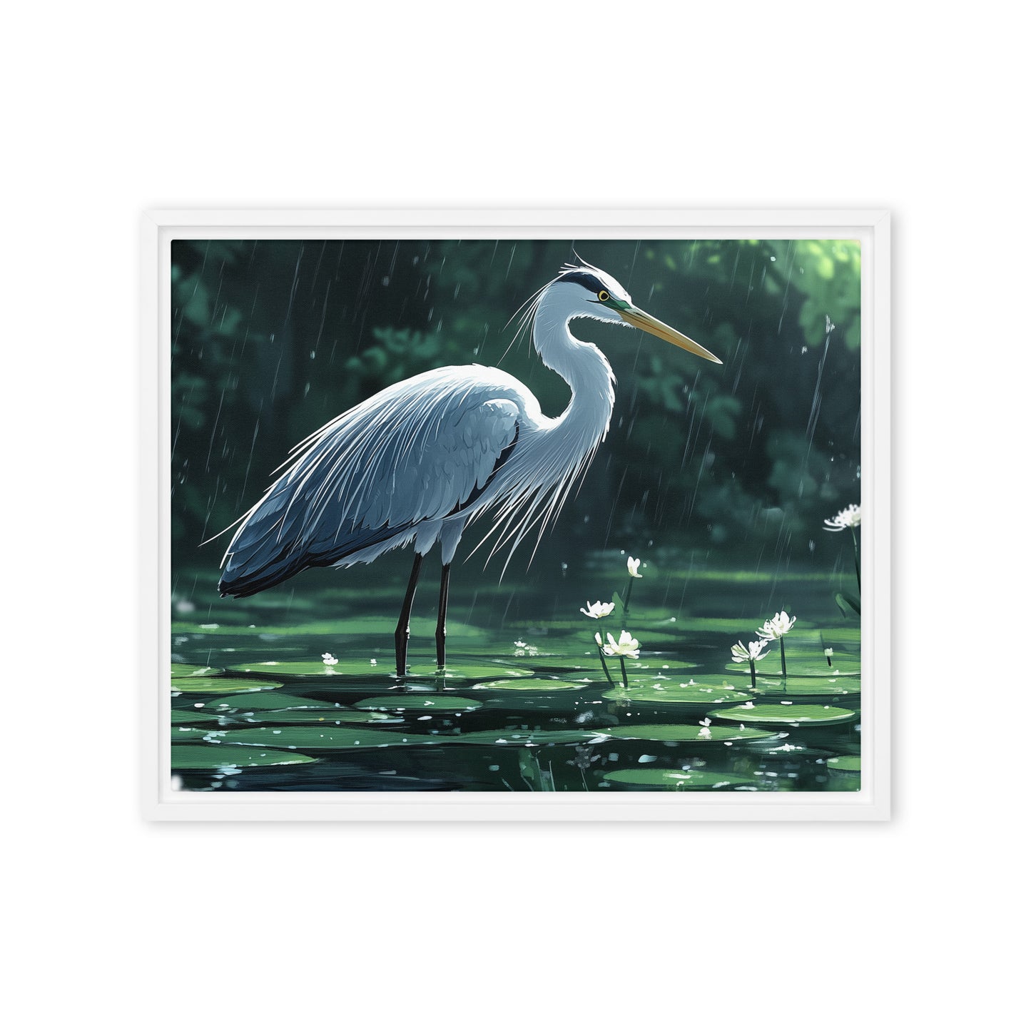 Heron Framed canvas