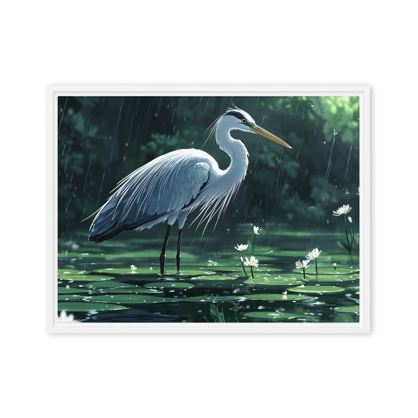 Heron Framed canvas