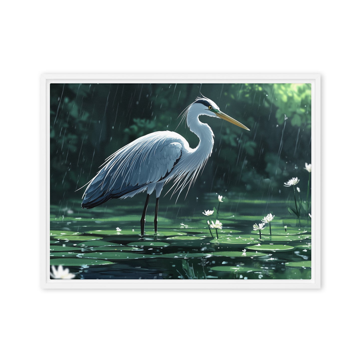 Heron Framed canvas