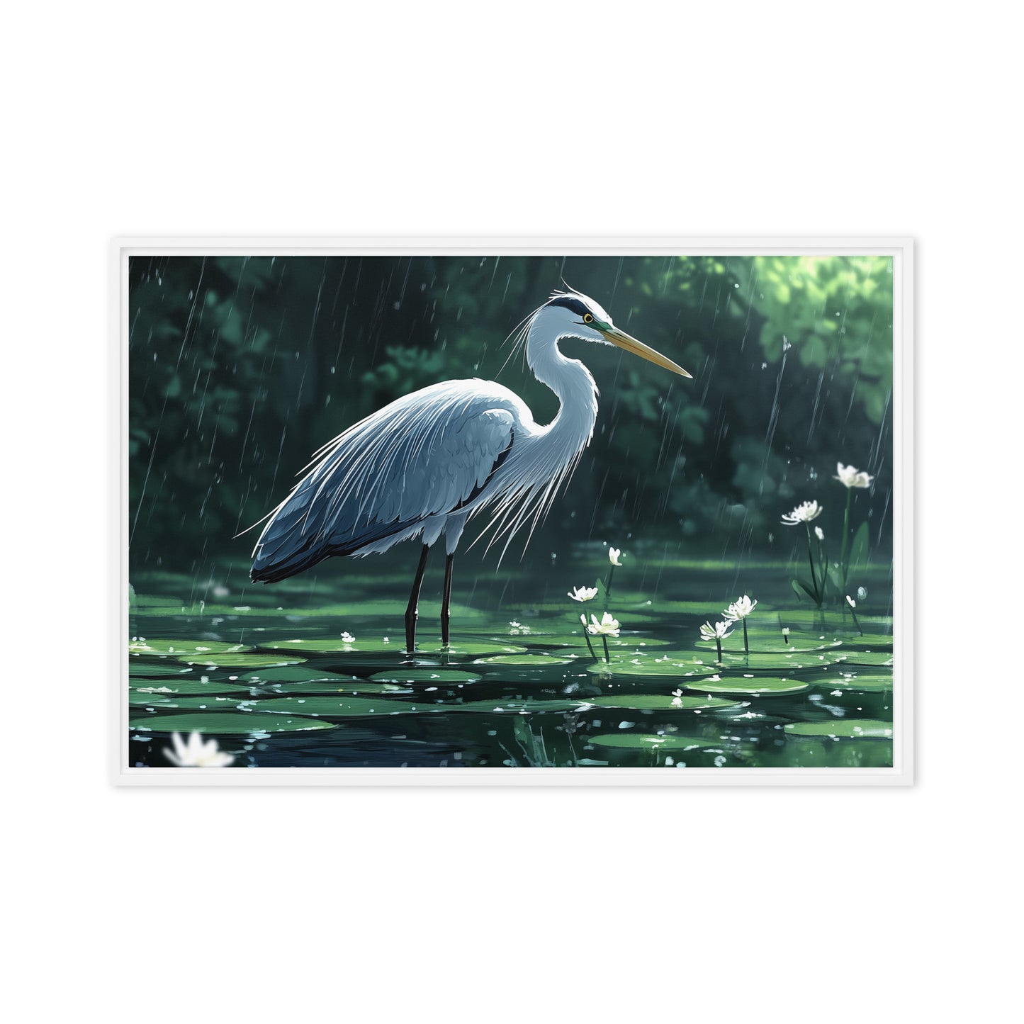 Heron Framed canvas