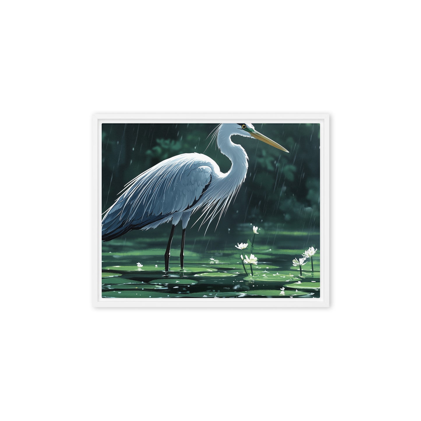 Heron Framed canvas