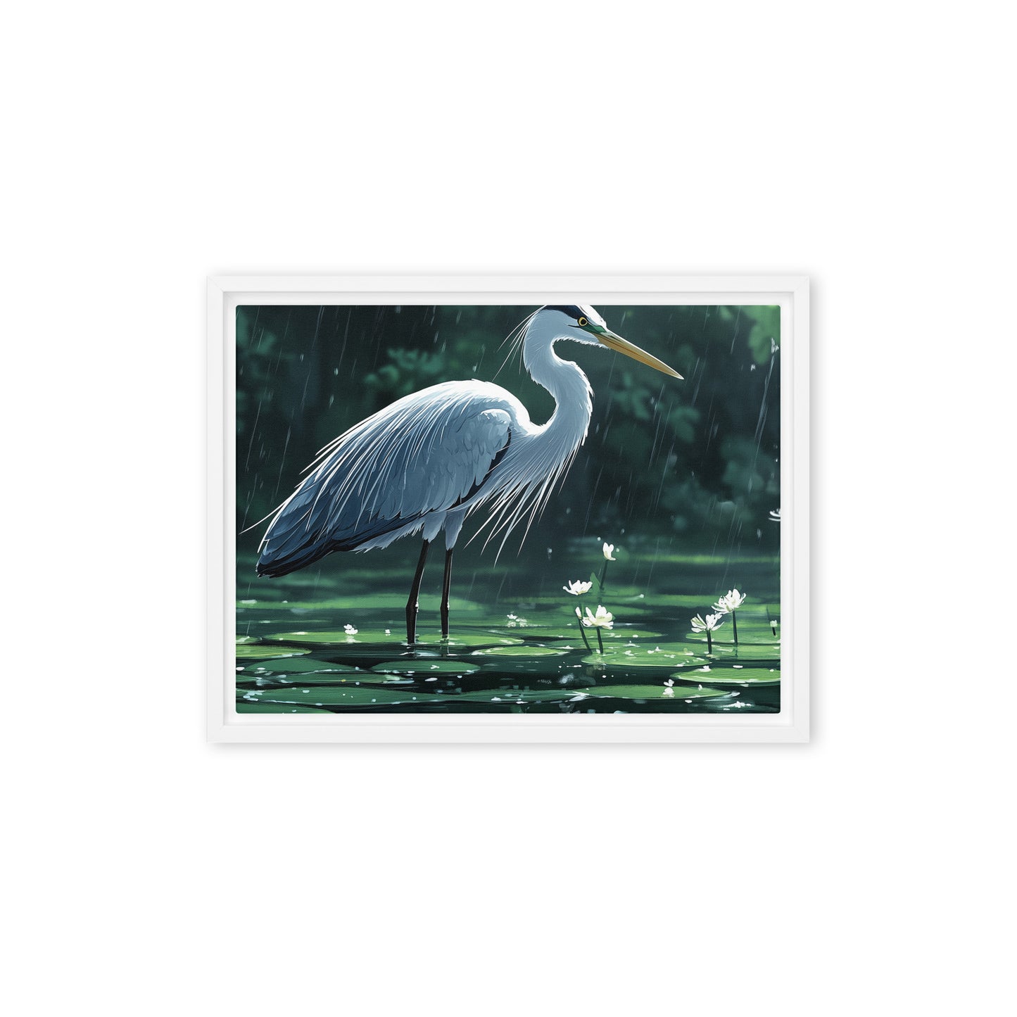 Heron Framed canvas