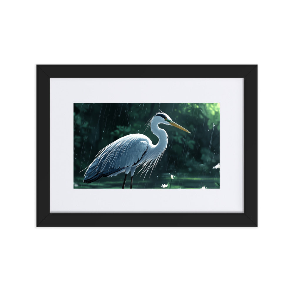 Heron Matte Paper Framed Poster With Mat