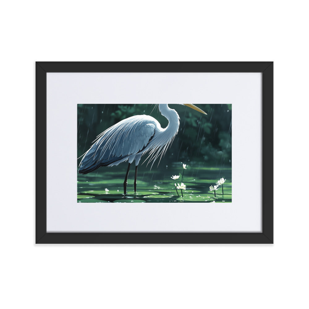 Heron Matte Paper Framed Poster With Mat