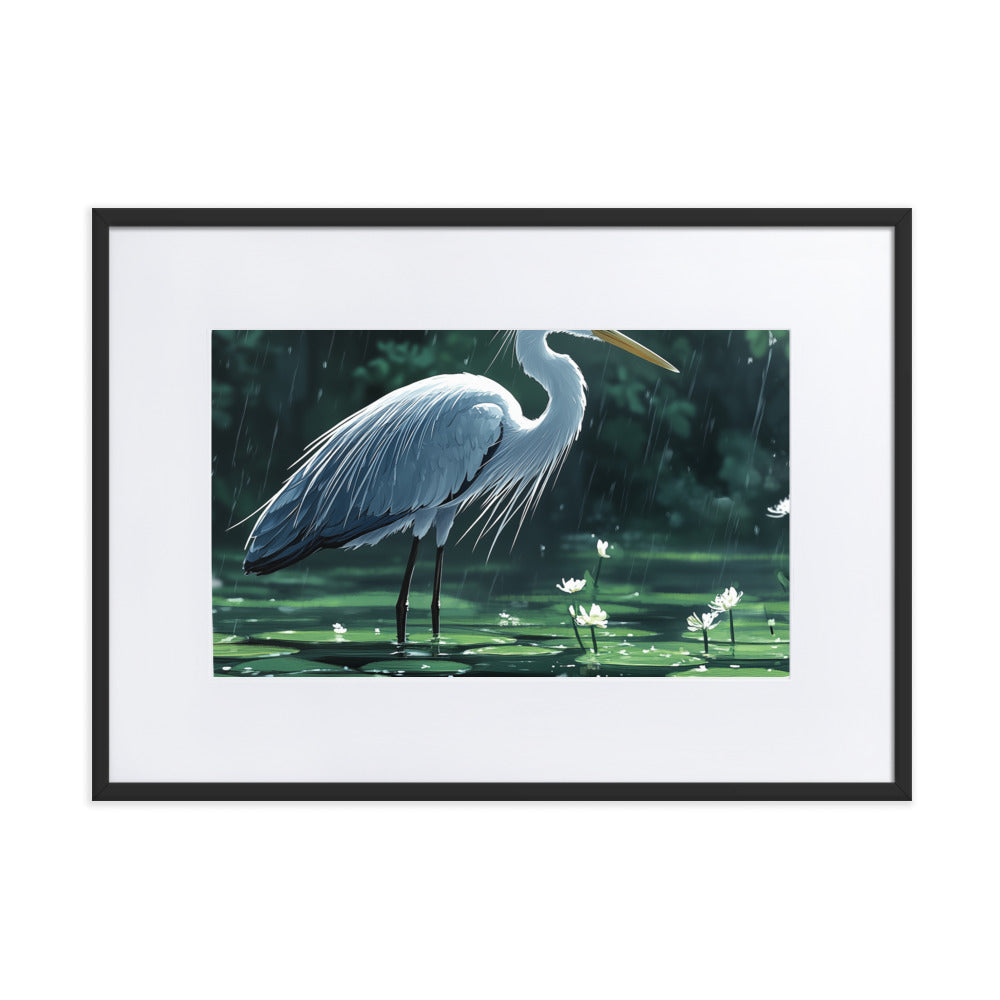 Heron Matte Paper Framed Poster With Mat