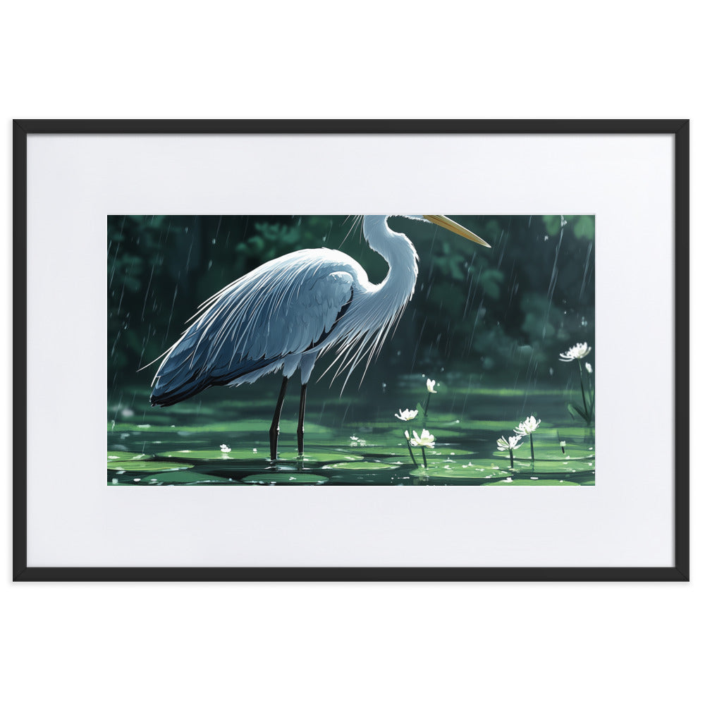 Heron Matte Paper Framed Poster With Mat