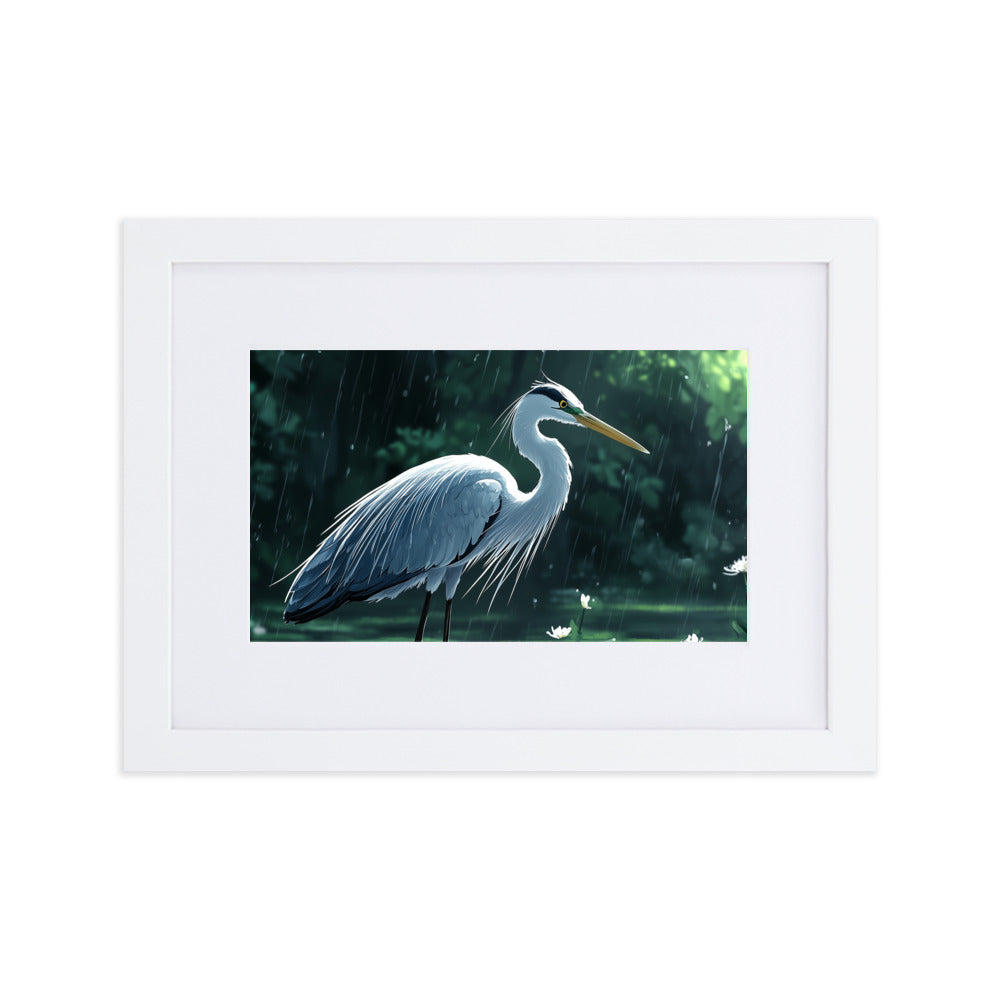 Heron Matte Paper Framed Poster With Mat