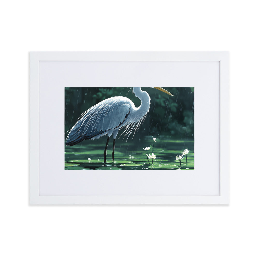 Heron Matte Paper Framed Poster With Mat