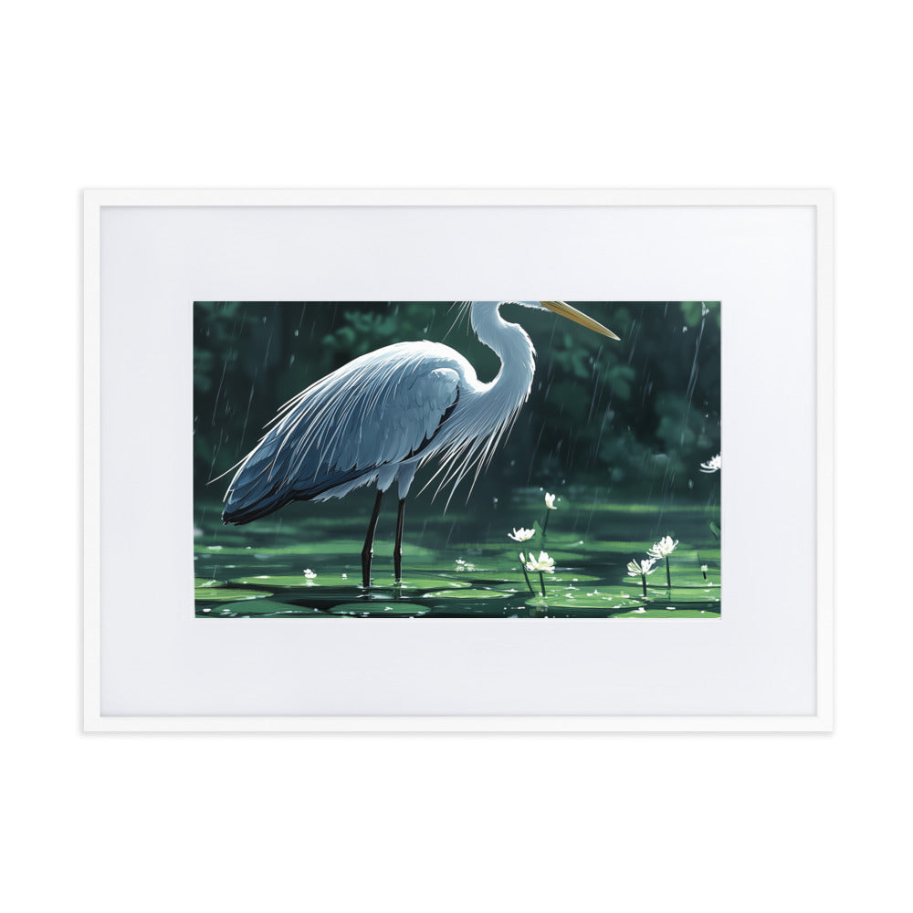 Heron Matte Paper Framed Poster With Mat