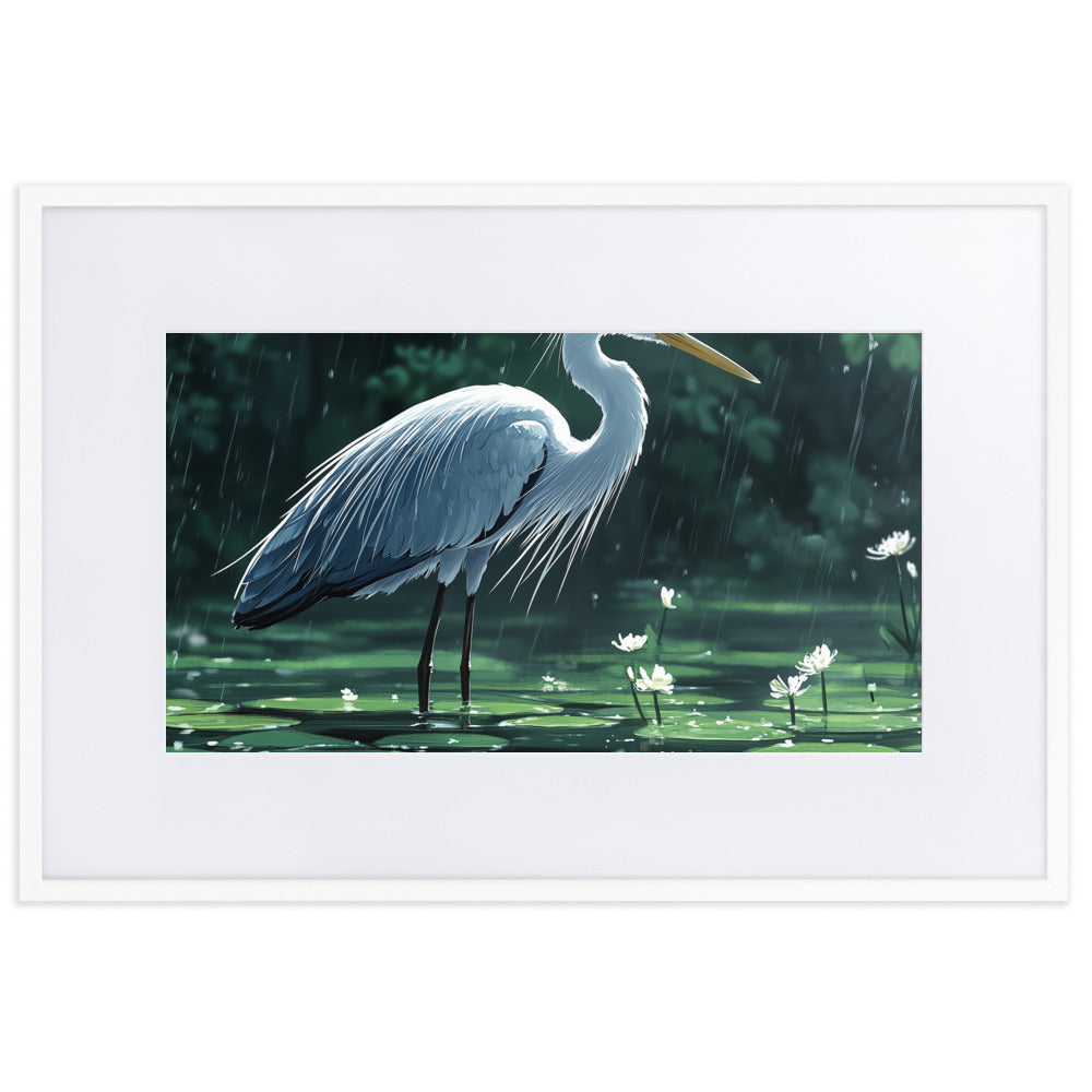 Heron Matte Paper Framed Poster With Mat