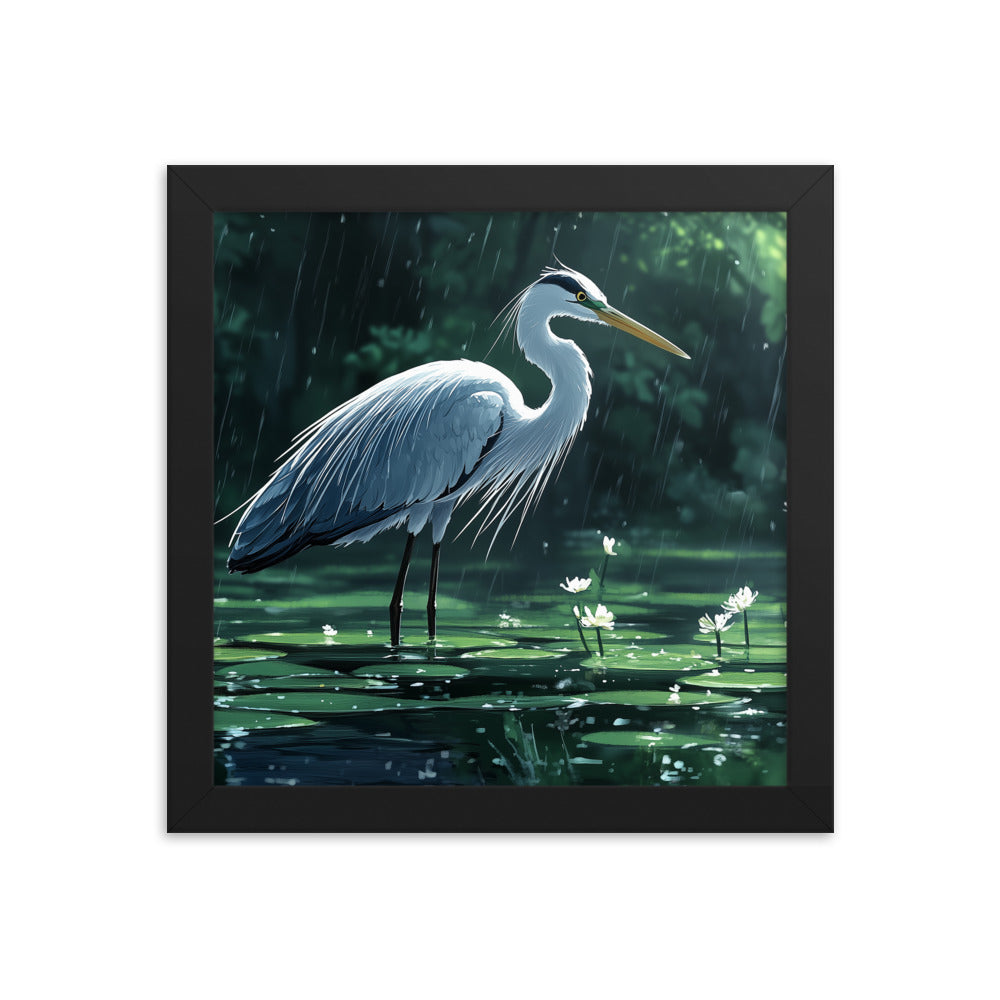 Heron Framed photo paper poster