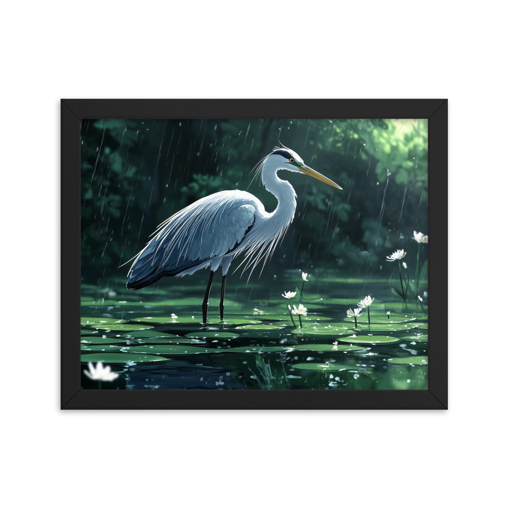 Heron Framed photo paper poster