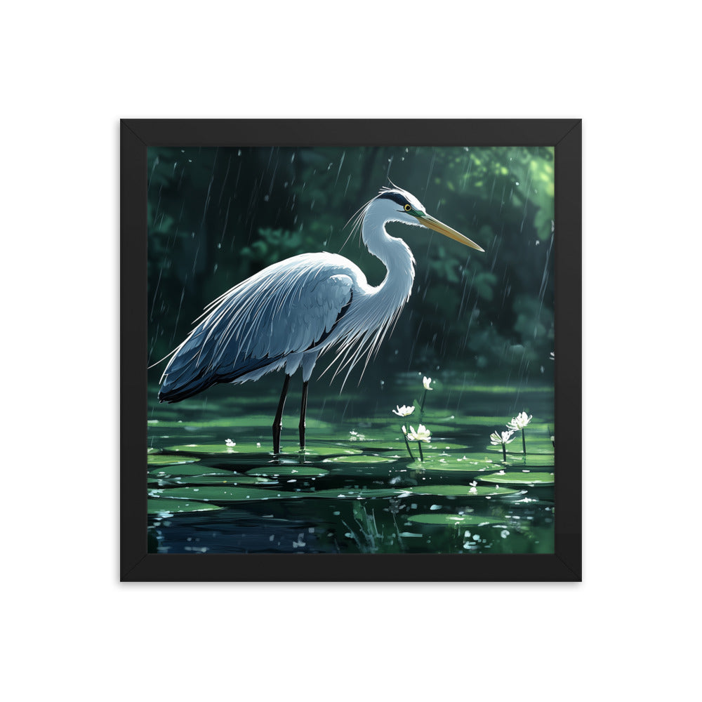 Heron Framed photo paper poster