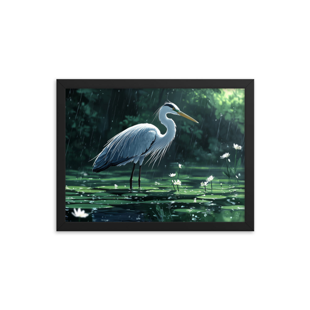 Heron Framed photo paper poster