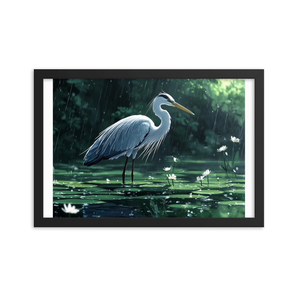 Heron Framed photo paper poster