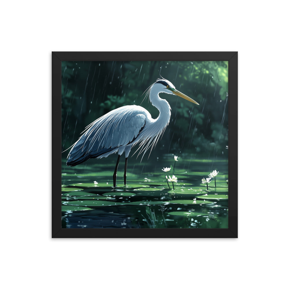 Heron Framed photo paper poster