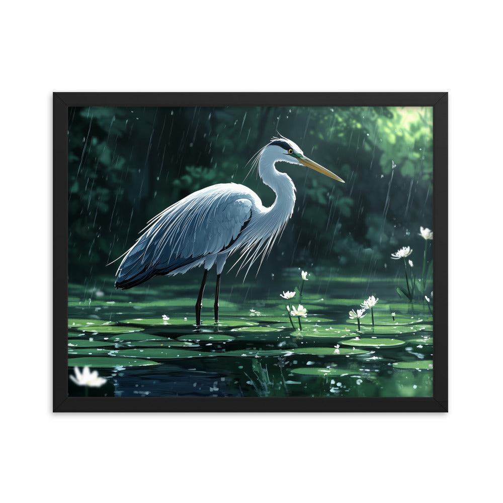 Heron Framed photo paper poster