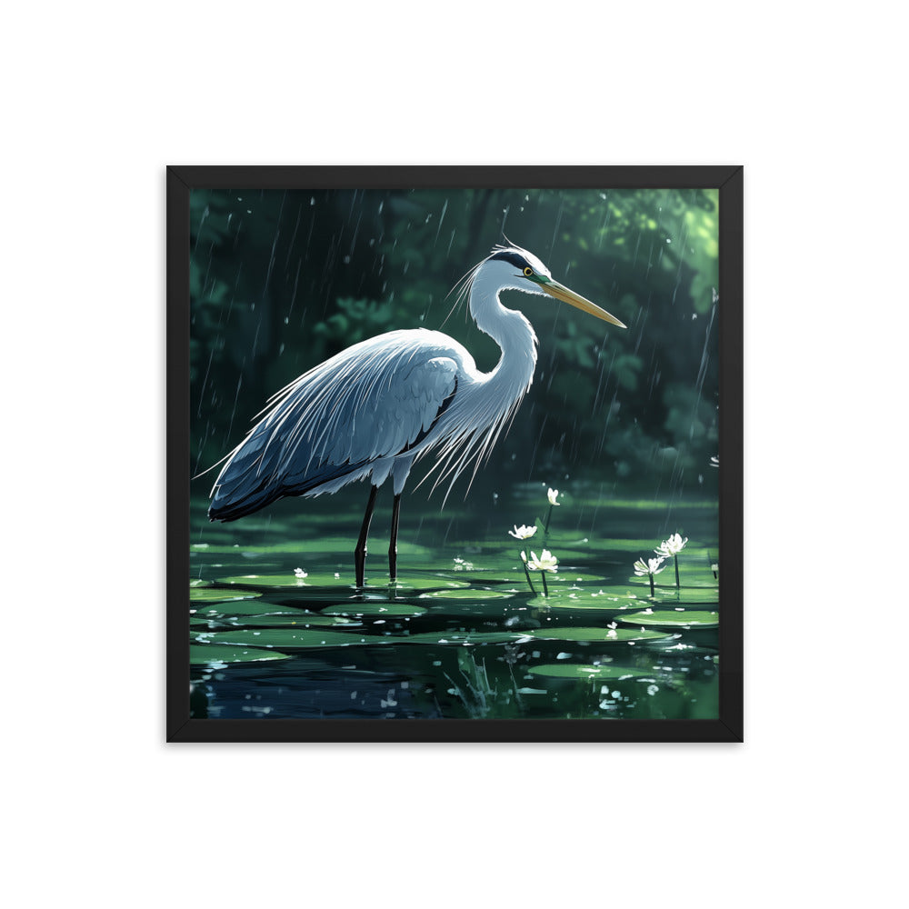 Heron Framed photo paper poster