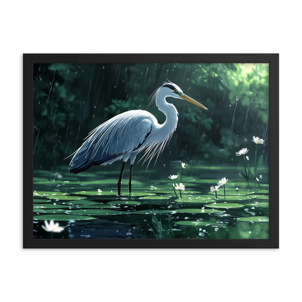 Heron Framed photo paper poster