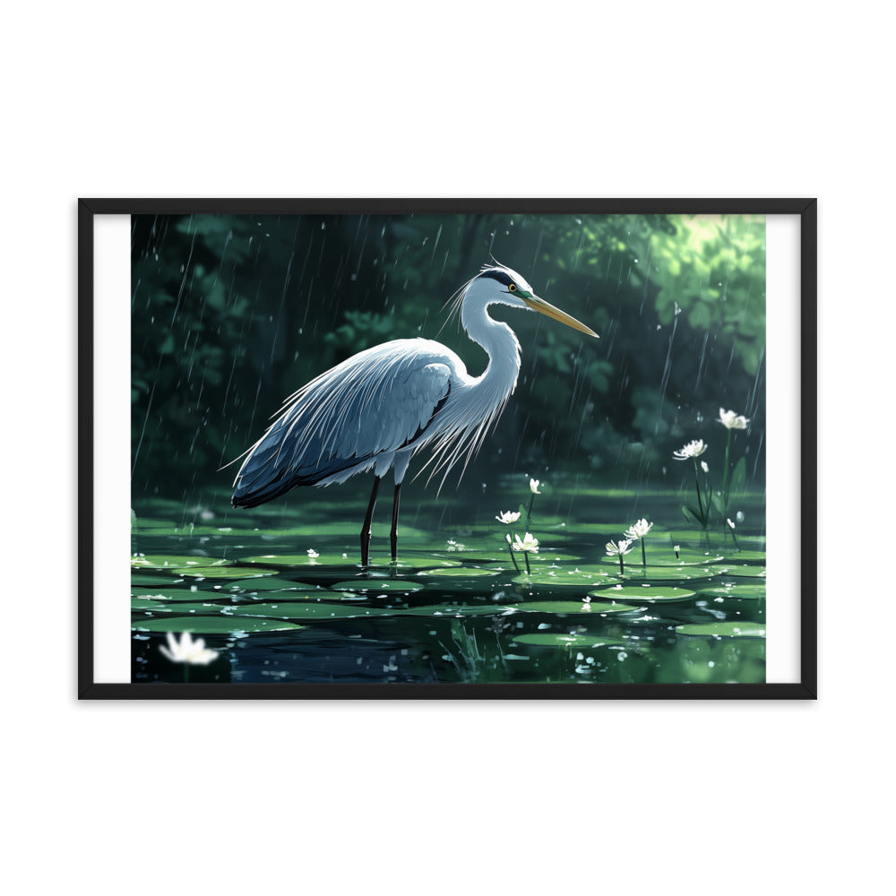 Heron Framed photo paper poster