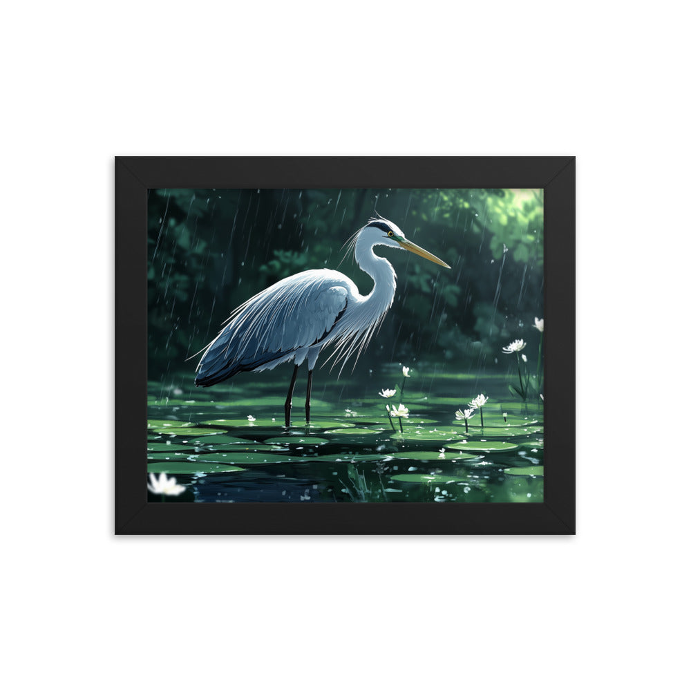 Heron Framed photo paper poster