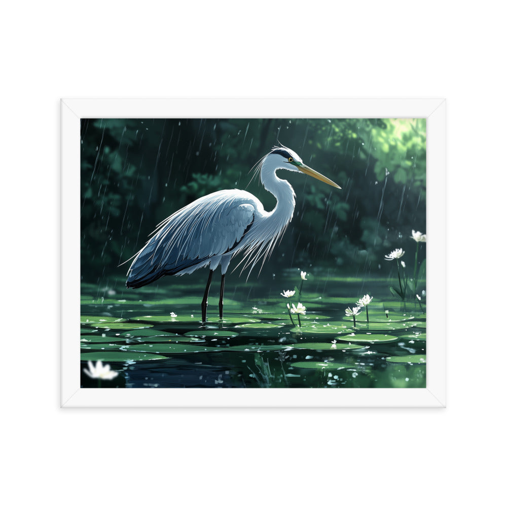 Heron Framed photo paper poster