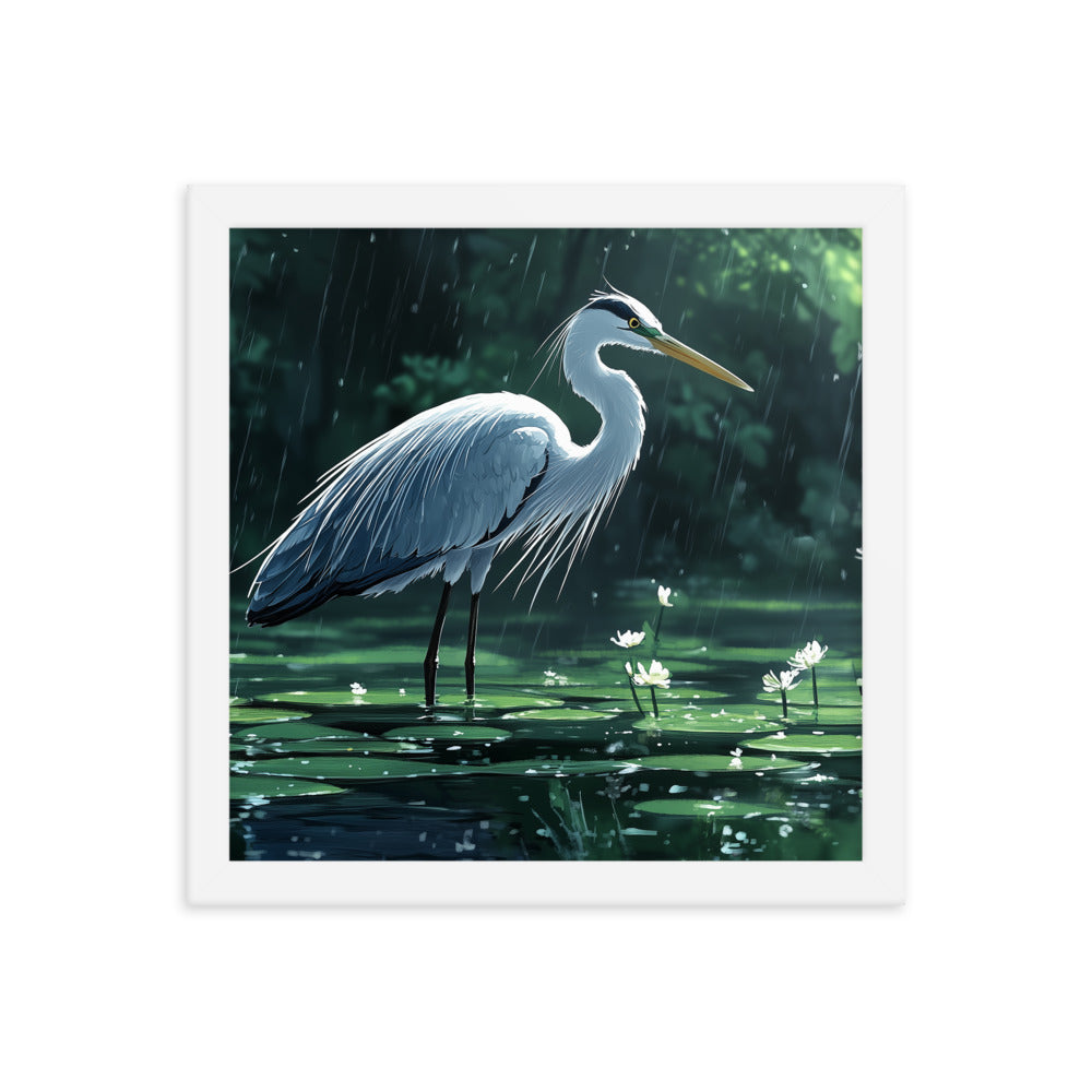 Heron Framed photo paper poster