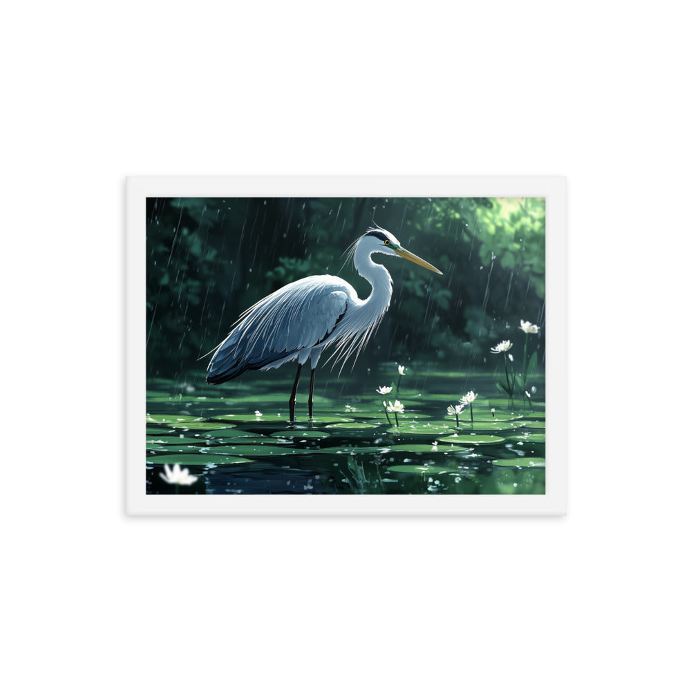 Heron Framed photo paper poster